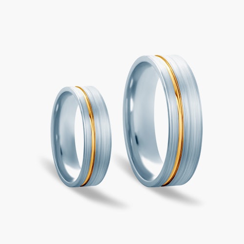 Obrączki z dwukolorowego złota płaskie 6 mm